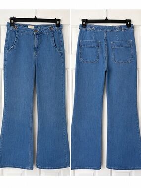 Pilcro Medium Blue High-Rise Flare Jeans